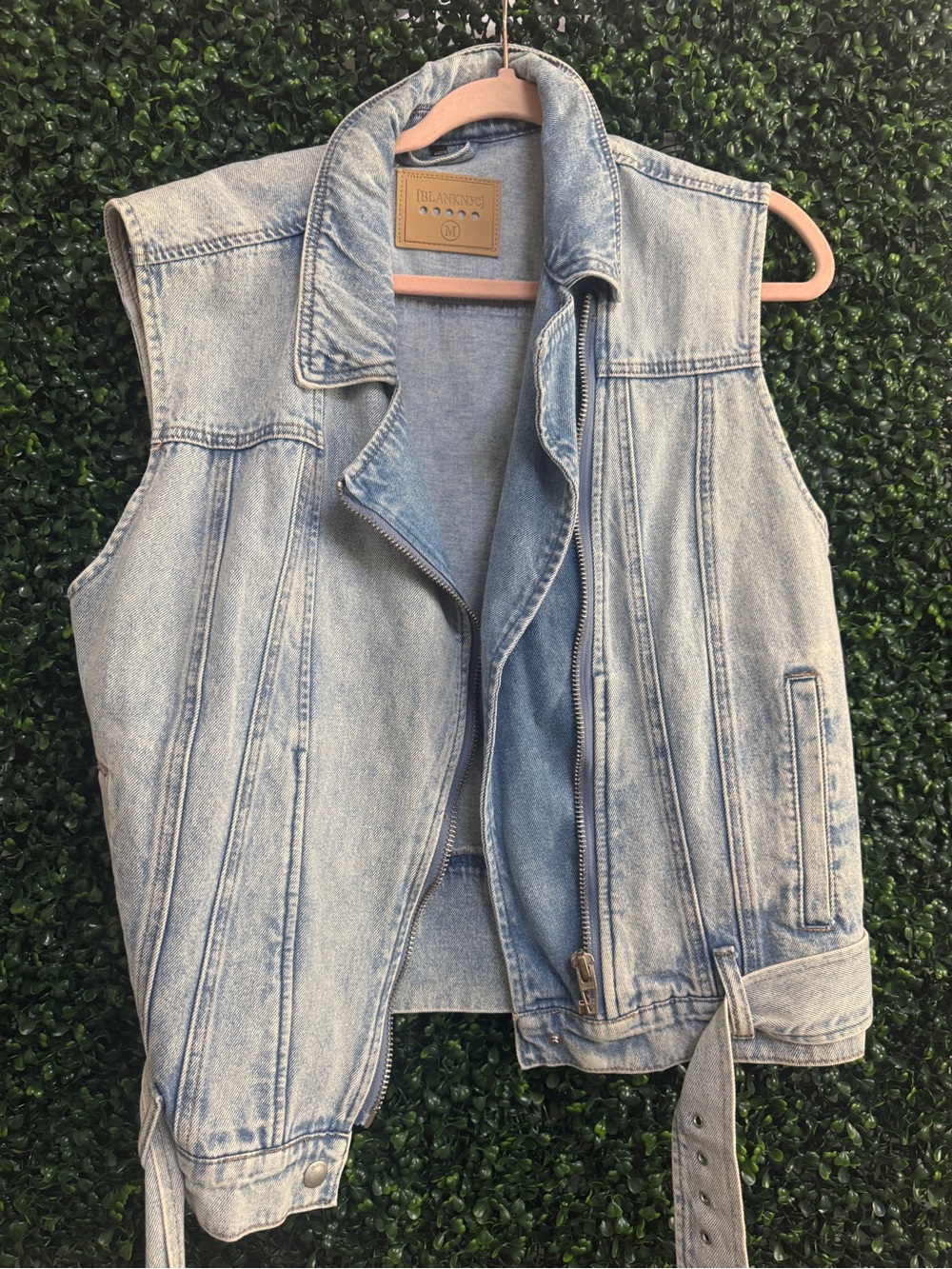 BlankNYC Light Wash Denim Vest with Belt
